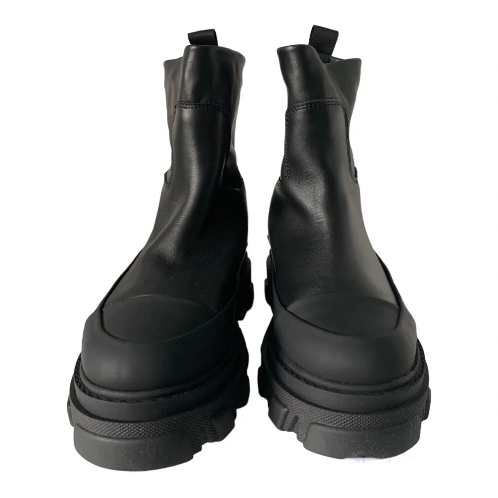 GANNI Black Leather Tubular Boots - size IT40 (10) - Picture 3 of 7